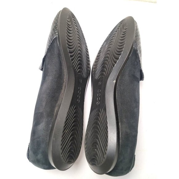 Ecco Women's Black Snake Suede Leather Slip-On Loafers Size 38 Us 7 - Picture 6 of 10